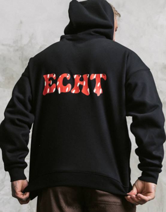 sudadera con capucha de fresa hombres negro ECHT bolsa 884H562