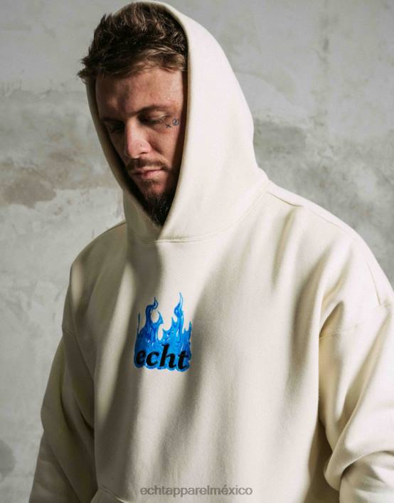 sudadera con capucha de fuego hombres blanco crema ECHT bolsa 884H579