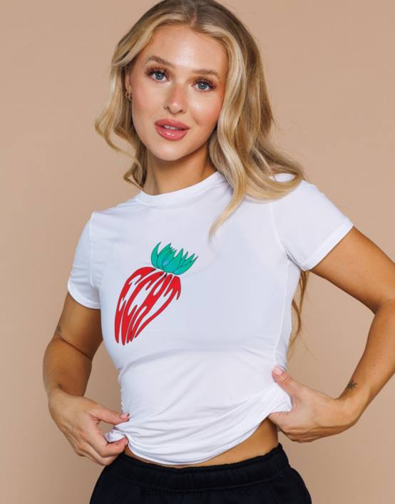 camiseta con forma de fresa mujer blanco ECHT ropa 884H170