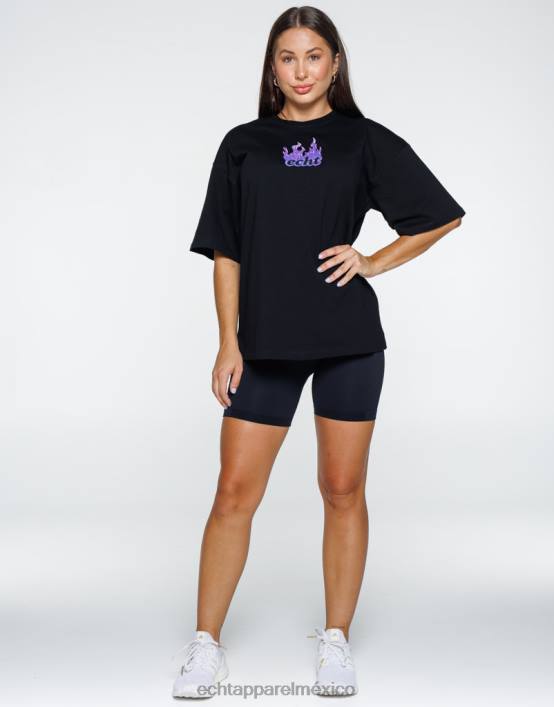 camiseta extragrande con fuego mujer negro ECHT ropa 884H192