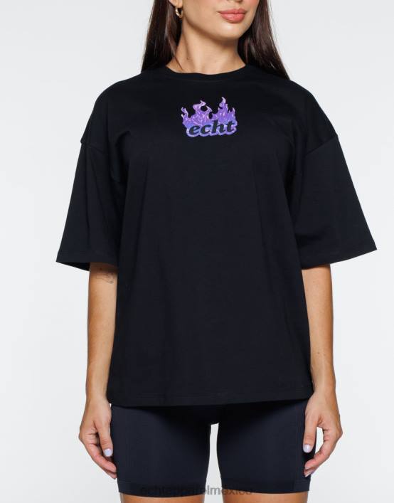 camiseta extragrande con fuego mujer negro ECHT ropa 884H192