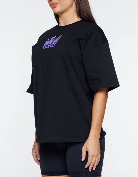 camiseta extragrande con fuego mujer negro ECHT ropa 884H192