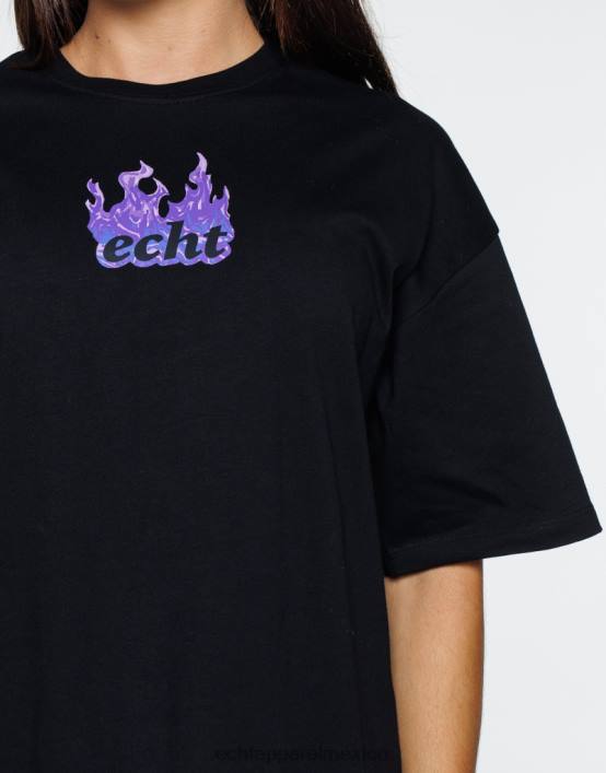 camiseta extragrande con fuego mujer negro ECHT ropa 884H192