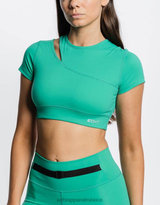 manga corta cruzada mujer verde esmeralda ECHT ropa 884H480
