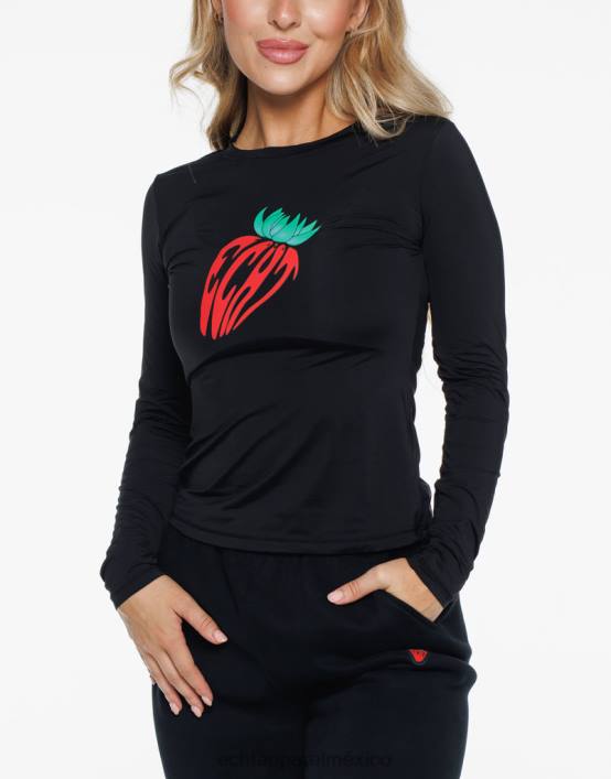 fresa manga larga mujer negro ECHT ropa 884H185