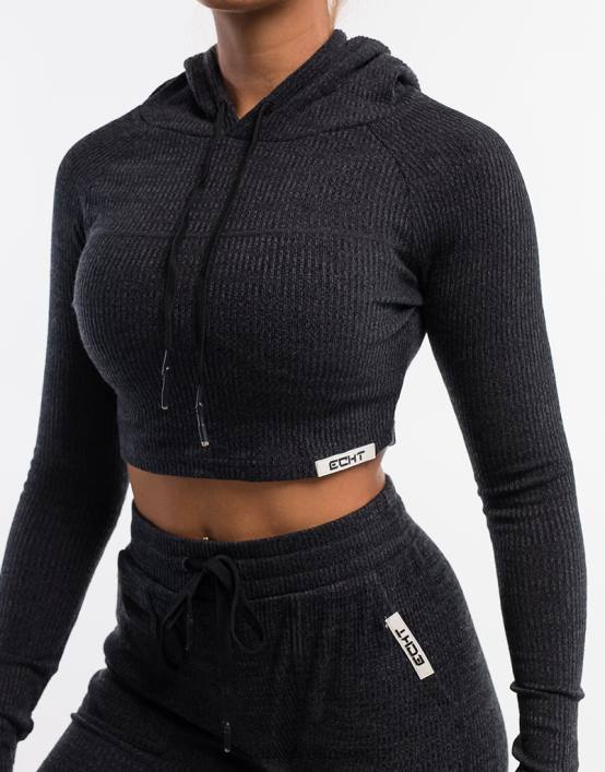 sudadera con capucha cómoda mujer marga negra ECHT ropa 884H453