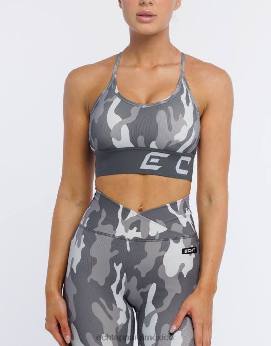 sujetador deportivo hiper camuflaje mujer gris sigiloso ECHT ropa 884H147