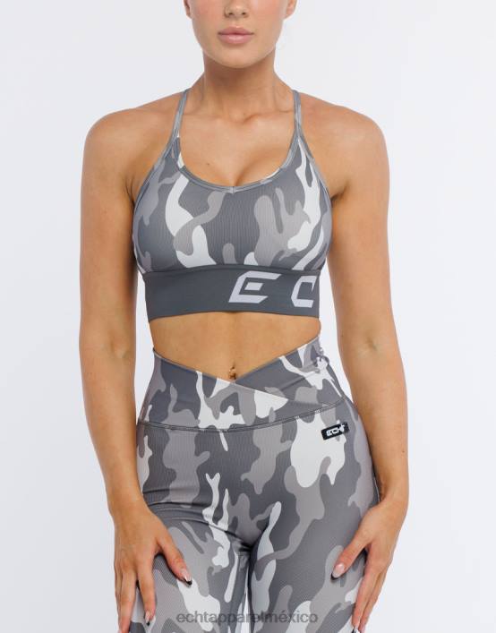 sujetador deportivo hiper camuflaje mujer gris sigiloso ECHT ropa 884H147